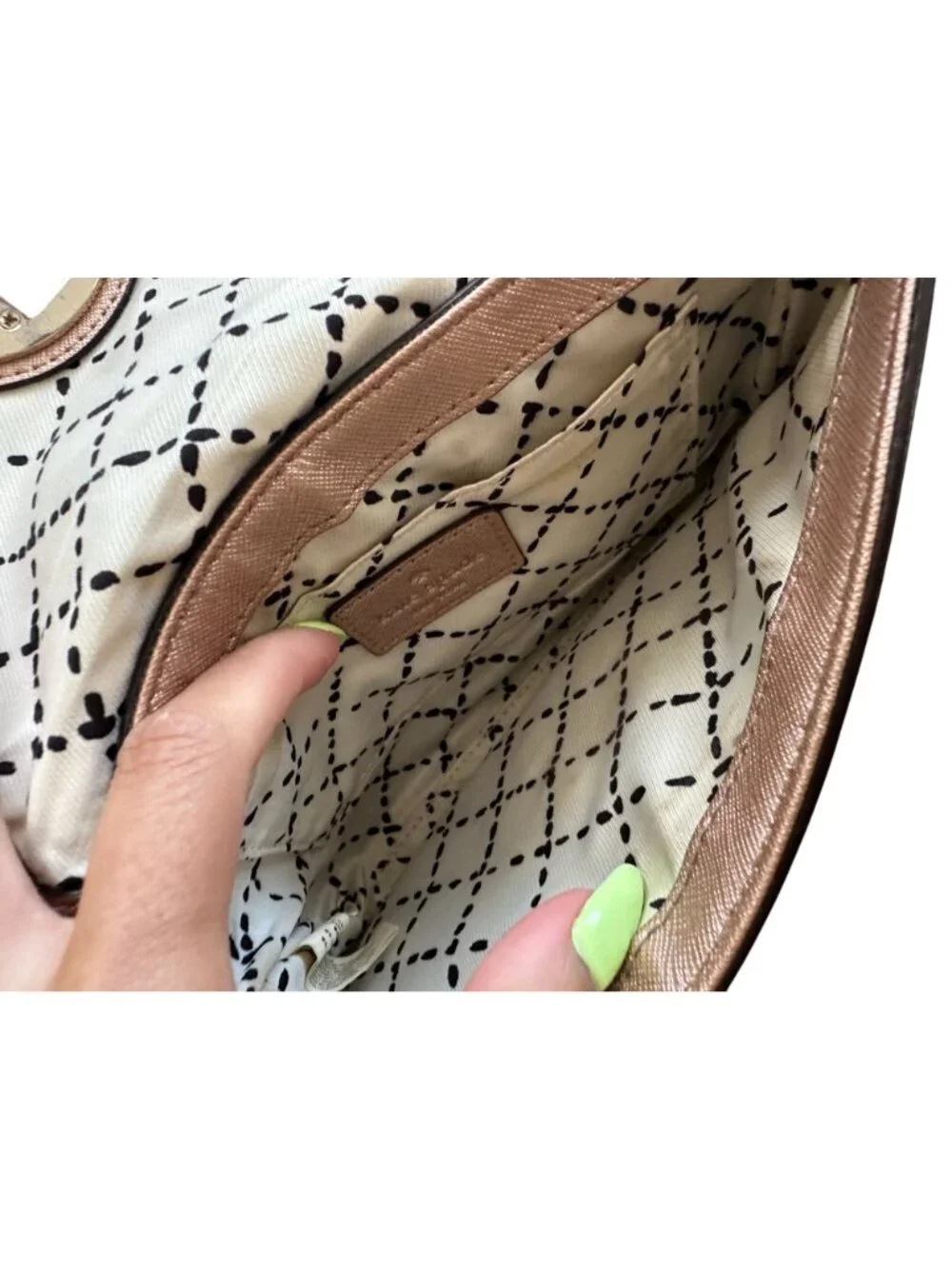 KATE SPADE Rose Gold Saffiano Leather Crossbody Bag